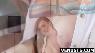 Hot sheboy Asian beauty Venus got tired from working from home so she jerks off