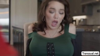 Sneaky teen Coco sucking ts cocks under the table